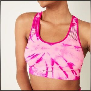 PINK Victoria's Secret Hot Pink Tie-Dye Racerback Sports Bra